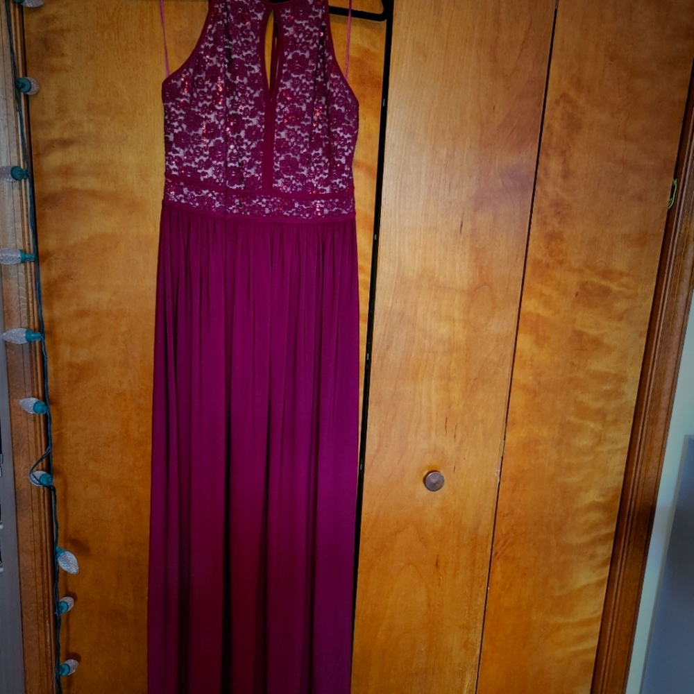 Vintage 90s burgundy slip dress halter women's size 12